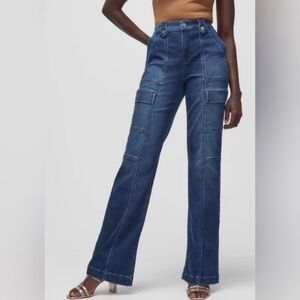 White House Black Market High Rise Blue Cargo Jeans